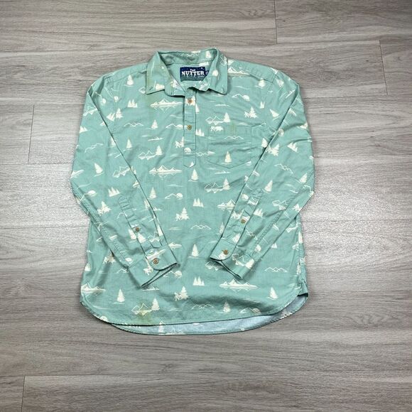 The Nutter Shirt Mens Large Green Chubbies Hawaiian Beach Casual Button - Picture 1 of 14